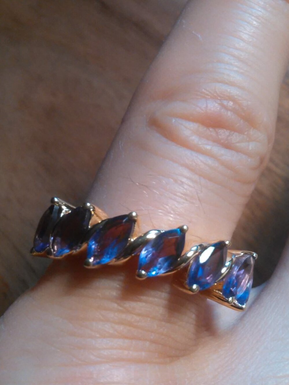 Marquise Cut Amethyst Gold Vermeil Sterling Silver Ring (Size 6)